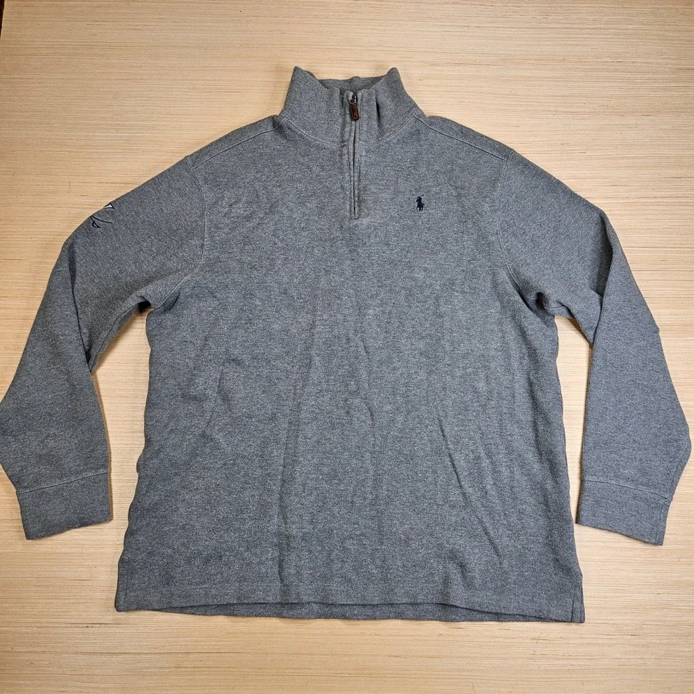 Virginia Cavaliers Polo Ralph Lauren Quarter Zip Pullover Mens XL Gray UVA Logo